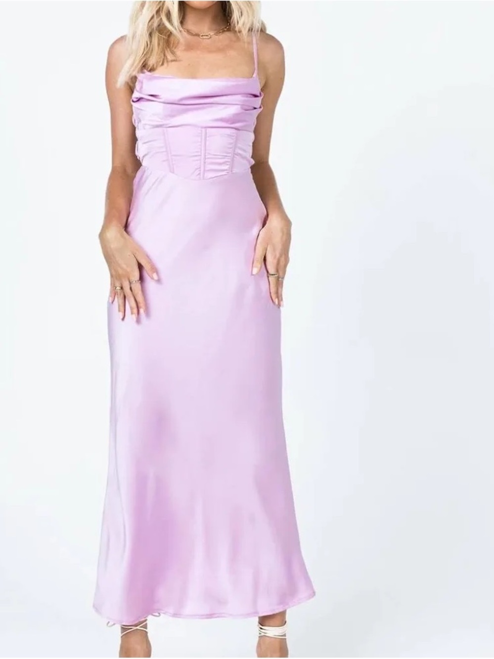 Princess Polly Lillie Midi Lilac‎ Lavender Corset Dress Sz 0 NWT Spring Feminine